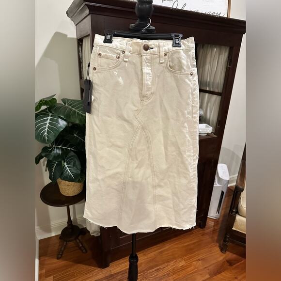 Rag & Bone High Rise A-Line Organic Cotton Midi Skirt - Picture 5 of 15